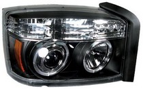 05-10 Dodge Dakota In Pro Car Wear Head Lamps, Projector W/ Rings - Black
