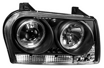 99-10 Chrysler 300 In Pro Car Wear Head Lamps Projector with Rings - Black