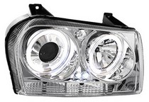 09-10 Chrysler 300 In Pro Car Wear Head Lamps Projector with Rings - Chrome