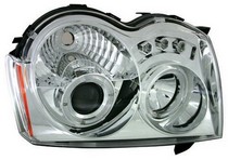 05-07 Jeep Grand Cherokee In Pro Car Wear Head Lamps, Projector - Chrome Housing / Clear Projector 