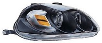 96-98 Honda Civic In Pro Car Wear Head Lamps, Projector W/ Rings - Black Housing / Clear Projector