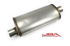 Universal JBA Mufflers - Universal Chambered Style 304SS Muffler 18x8x5 3in Inlet Diameter Offset/Center
