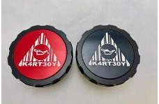 Universal Kartboy KB Oil Caps - Cap w/Black and Red Center Logo Inserts