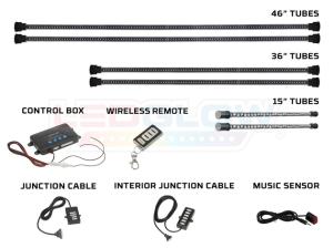 All Cars (Universal), All Jeeps (Universal), All Muscle Cars (Universal), All SUVs (Universal), All Trucks (Universal), All Vans (Universal) LEDGlow Million Color Wireless Underbody Kit - 4-Piece Underbody and 2-Piece Interior