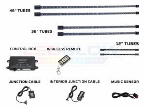 All Cars (Universal), All Jeeps (Universal), All Muscle Cars (Universal), All SUVs (Universal), All Trucks (Universal), All Vans (Universal) LEDGlow Wireless Remote LED Underbody Kit - 4-Piece Underbody and 2-Piece Interior (Green)