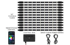 Universal LEDGlow Bluetooth Million Color LED Interior Lighting Kit with Smartphone Control (12 Piece Kit)