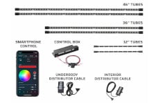 Universal LEDGlow Bluetooth Million Color LED Car Underbody Lighting Kit with Smartphone Control with 2pc Interior Lights