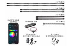 Universal LEDGlow Bluetooth Million Color LED Truck Underbody Lighting Kit with Smartphone Control with 2pc Interior Lights