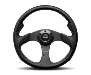 All Jeeps (Universal), Universal MOMO Jet Steering Wheel (Black Leather, Air Leather Insert)