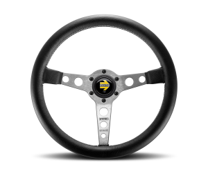 All Jeeps (Universal), Universal MOMO Prototipo Steering Wheel (Black Leather, Silver Spoke)