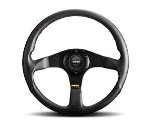 All Jeeps (Universal), Universal MOMO 320mm Tuner Steering Wheel (Black Leather, Black Spoke)