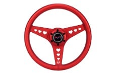 Universal NRG Steering Wheels - Classic - All Aluminum Steering Wheel 330mm - Heart Cut Out- Ergonomic Grip- Anadized Red