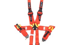 Universal NRG Harness - 6PT - FIA 6pt 2in. Shoulder Belt for HANS Device/ Rotary Cam Lock Buckle/ 3in. Waist Belt - Red