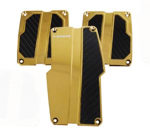 Vehicles with Manual Transmission NRG Pedal Pad Cover Plates - Brushed Aluminum Sport Pedal Gold Chrome w/ Black Carbon