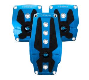 Universal (Can Work on All Vehicles) NRG Sport Pedal Kit - Brushed Blue Aliminum , Black Rubber Inserts Mt