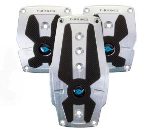 Universal (Can Work on All Vehicles) NRG Sport Pedal Kit - Black Rubber, Brushed Silver Aliminum