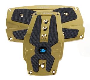 Vehicles with Automatic Transmission NRG Pedal Pad Cover Plates - Chrome Gold Aluminum Sport Pedal w/ Black Rubber Inserts