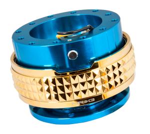 Universal (can work for all vehicles) NRG Gen 2.1 Blue Quick Release with Chrome Gold Studded Pyramid Body
