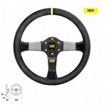 Universal OMP 350 Carbon D Steering Wheel in Black Suede Leather with Carbon Made Spokes and Black Stitching
