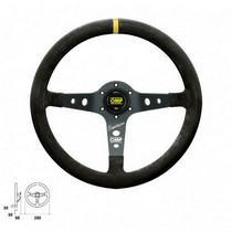 Universal OMP Corsica Superleggero Steering Wheel in Black Suede Leather with Black Anodized Spokes and Black Stitching