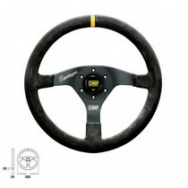 Universal OMP Velocita Superleggero Steering Wheel in Black Suede Leather with Black Anodized Spokes and Black Stitching