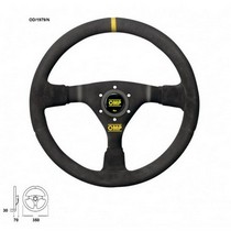 Universal OMP WRC Steering Wheel in Suede Leather with Black Anodized Spokes & Black Stitching