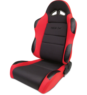All Jeeps (Universal), Universal - Fits All Vehicles Procar Racing Seat - Sportsman Series, Black Velour Inside, Red Velour Wings & Side Bolsters (Left)