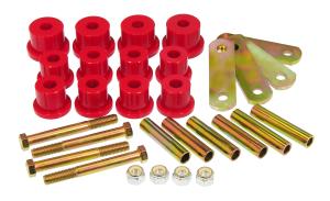 1967-1969 Chevrolet Camaro , 1967-1969 Pontiac Firebird , 1969-1974 Chevrolet Nova  Prothane Rear Leaf Spring Eye Bushings and HD Shackle Kit - Mono Leaf - Red