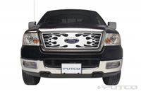 04-08 Ford F150 Putco Bolt-Over Grilles - Honeycomb Flaming Inferno Stainless Steel w/ Logo Cutout