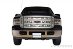 05-07 Ford Super Duty Putco Bolt-Over Grilles - Flaming Inferno Stainless Steel w/ Side Vents