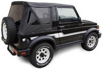 86-94 Suzuki Samurai Rampage Soft Top Replacement Plus - Black Diamond with Zippered Tinted Windows
