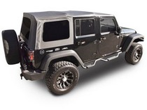 07-09 Jeep Wrangler JK Unlimited (4 DR)  Rampage Soft Top OEM Replacement Sailcloth - Black Diamond with Tint Windows