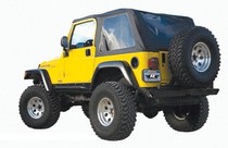 92-95 Wrangler (YJ) Rampage Frameless Soft Top Kit with Door Skins and Surrounds - Black Diamond with Tinted Windows