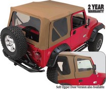 97-06 Jeep Wrangler with Soft Upper Doors Rampage Complete Top with Frame & Hardware - Diamond Black 