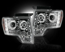 Ford F150 09-11 Recon Projector Headlight Set - Clear / Chrome
