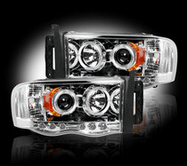 Dodge RAM 02-05 1500/2500/3500 Recon Projector Headlight Set - Clear / Chrome