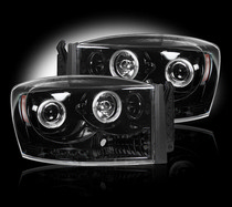 Dodge Ram 06-08 1500 & 06-09 2500/3500 Recon Projector Headlight Set - Smoked / Black
