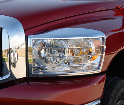 Headlights Headlamps w/Chrome Bezel Pair Set for 06-08 Dodge Ram Pickup Truck 
