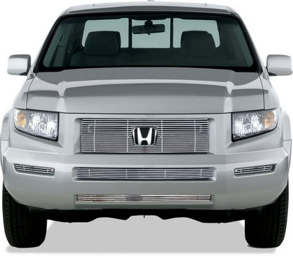 06-08 Honda Ridgeline Restyling Ideas ABS Grille Insert - Chrome Stainless Steel Billet, Top Bumper