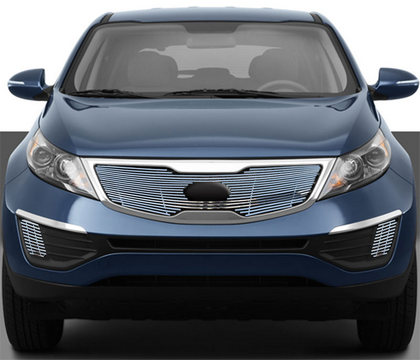 11-13 Kia Sportage Restyling Ideas ABS Grille Insert with Fog Lamp Guard - Chrome Stainless Steel Billet