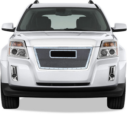 10-11 GMC Terrain Restyling Ideas Grille with Chrome Rivets - Perimeter Woven Mesh, Chrome Stainless Steel, Top