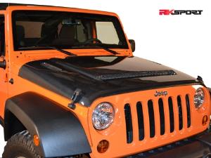 13-15 Jeep Wrangler RK Sport Ram Air Hood - Carbon Fiber