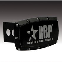  Univeral (All Trucks) Rolling Big Power Black Hitch Cover Powder Coat With Aluminum Emblem