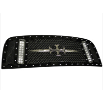 06-08 Dodge Ram 1500 Royalty Core RCX Explosive LED Grille - Dual LED, Polished Gloss Black Frame