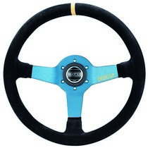 All Cars (Universal), All Jeeps (Universal), All Muscle Cars (Universal), All SUVs (Universal), All Trucks (Universal), All Vans (Universal) Sparco Monza Steering Wheel - L550  Suede (Black / Blue)