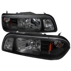 87-93 FORD MUSTANG 1 PIECE CRYSTAL HOUSING HEADLIGHT BLACK Spec D Crystal Euro One-Piece Headlight (Black)