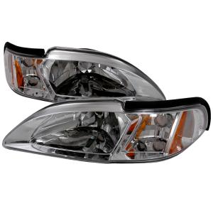 94-98 FORD MUSTANG CRYSTAL HOUSING HEADLIGHTS CHROME Spec D Crystal Euro Headlights (Chrome)