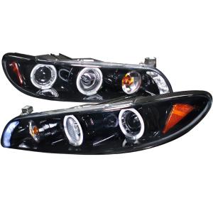 97-03 PONTIAC GRAND PRIX 1 PIECE PROJECTOR HEADLIGHT GLOSS BLACK SMOKE LENS Spec D Projector Headlights (Glossed Black/Smoke)