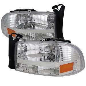 98-03 DODGE DURANGO CHROME HEADLIGHT, 97-04 DODGE DAKOTA CHROME HEADLIGHT Spec D Euro Headlights (Chrome)