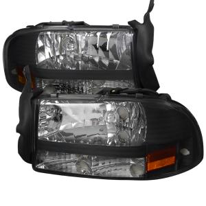 97-04 DODGE DAKOTA BLACK HEADLIGHT, 98-03 DODGE DURANGO BLACK HEADLIGHT Spec D Euro Headlights (Black)